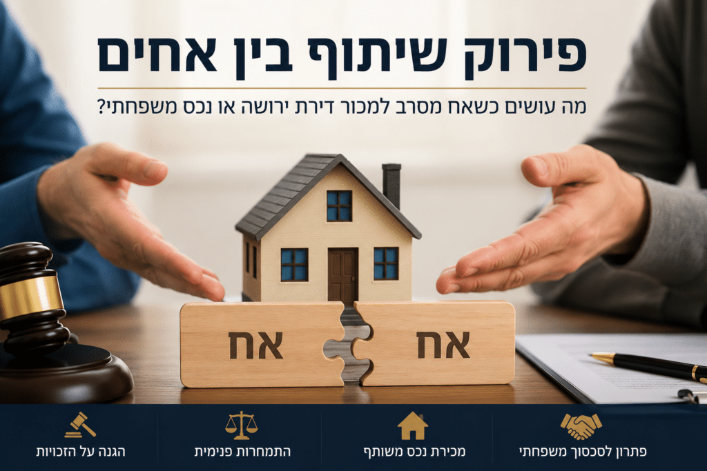 פירוק שיתוף בין אחים בדירת ירושה או נכס משפחתי