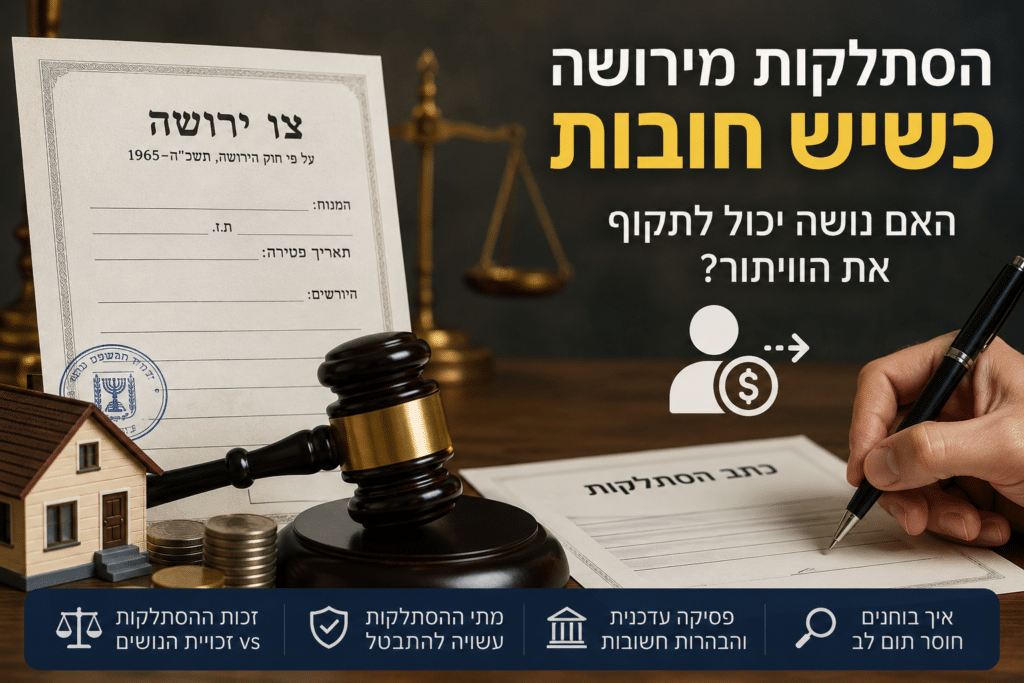 הסתלקות מירושה כשיש חובות – זכויות יורש ונושה בעיזבון