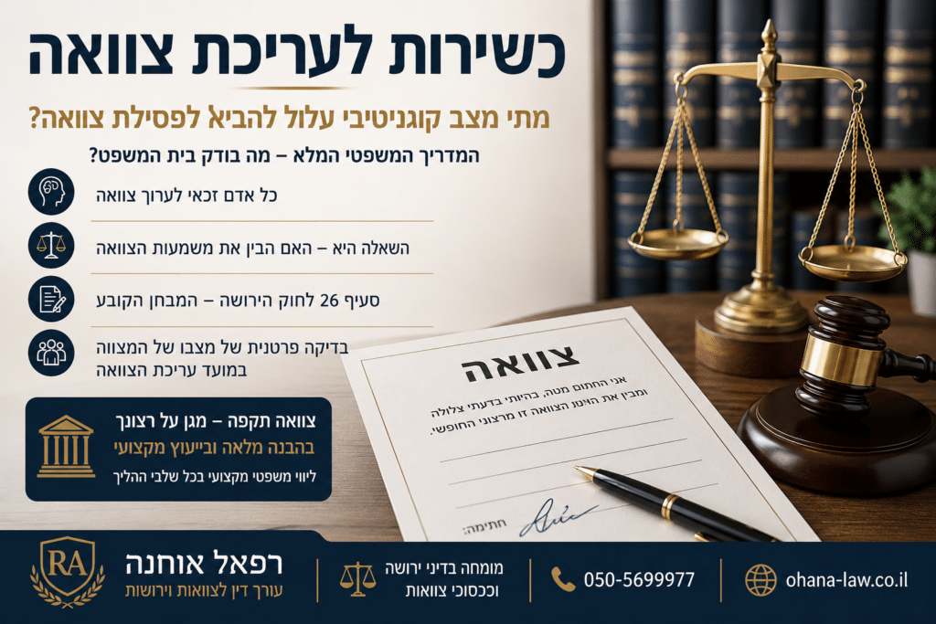 כשירות לעריכת צוואה לפי סעיף 26 לחוק הירושה